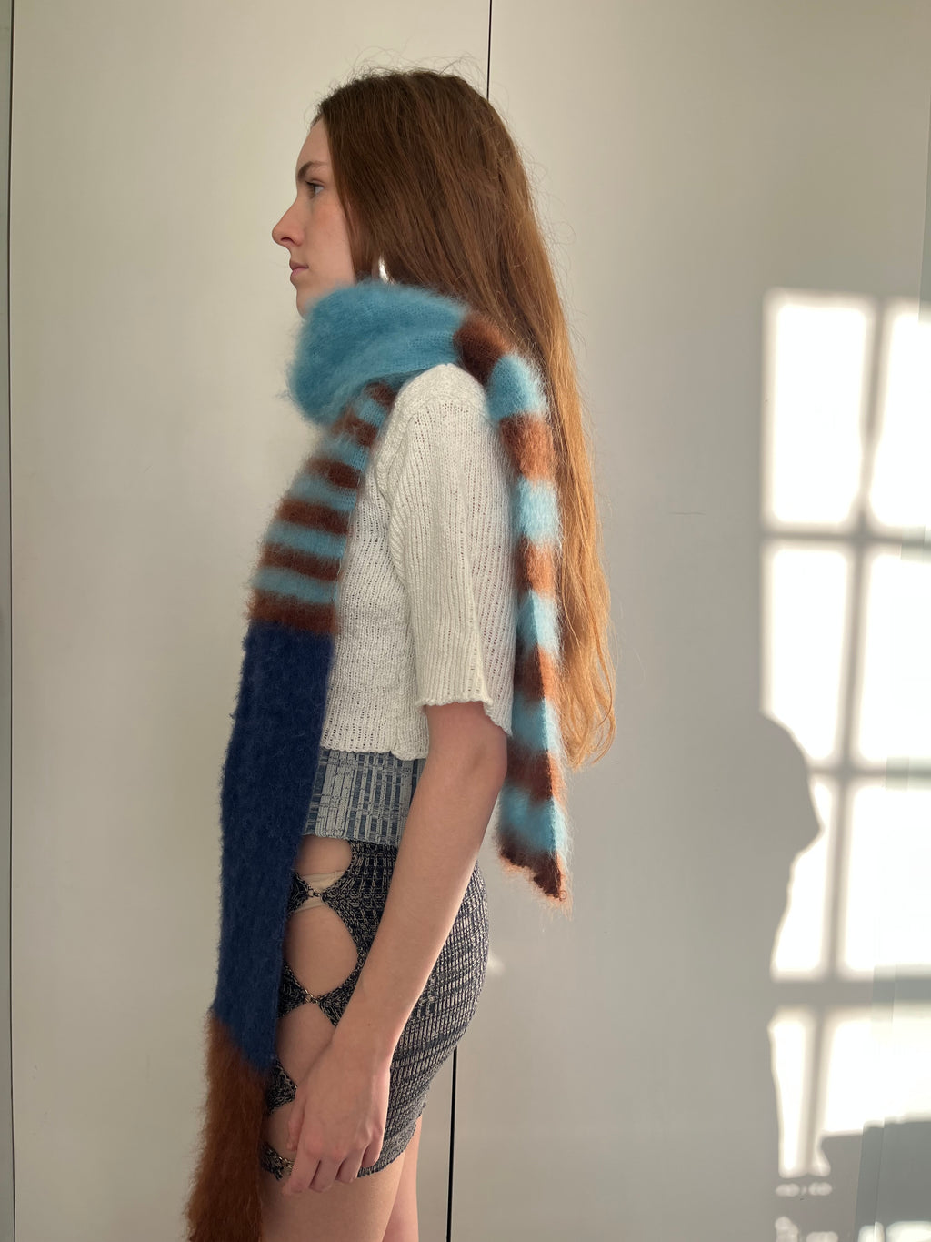 Mohair striped scarf