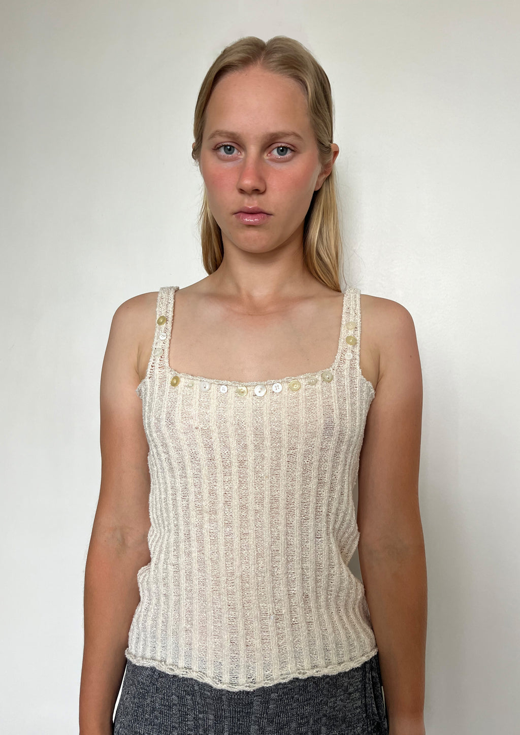 Silk button vest