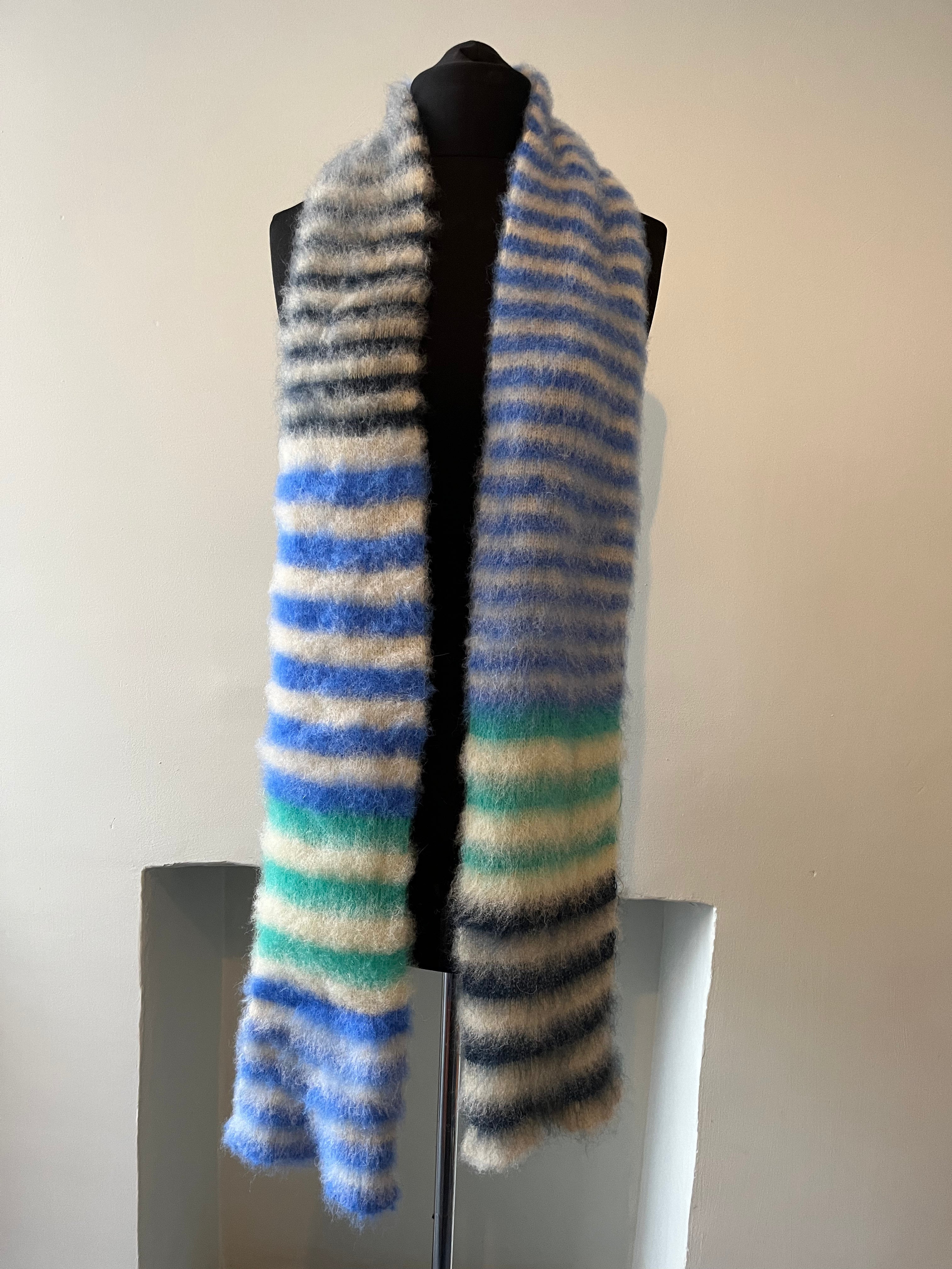 Brushed mohair stripe scarf