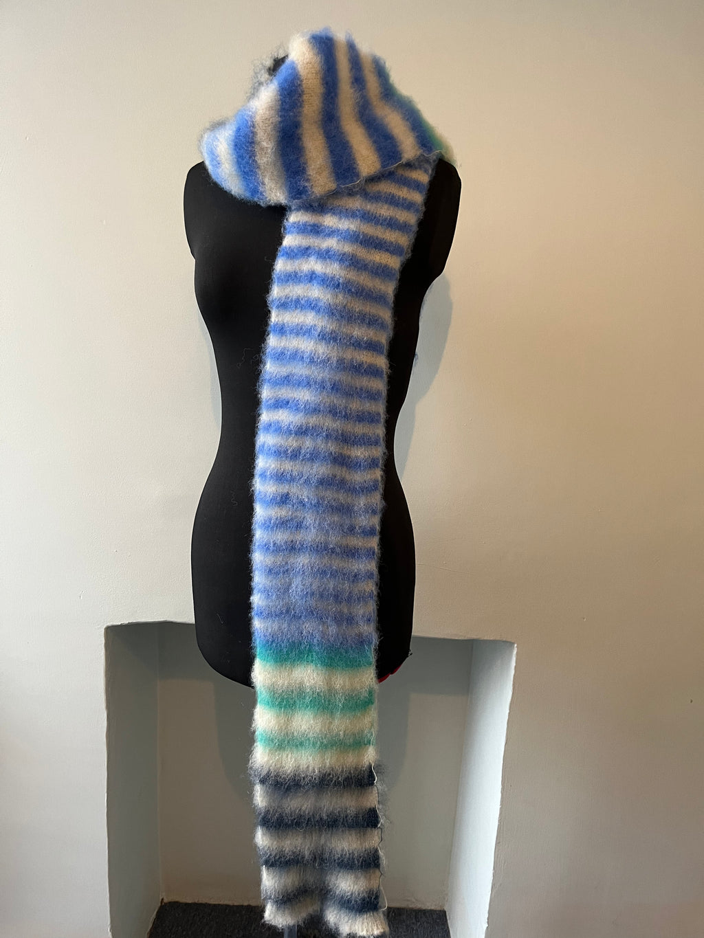 Brushed mohair stripe scarf