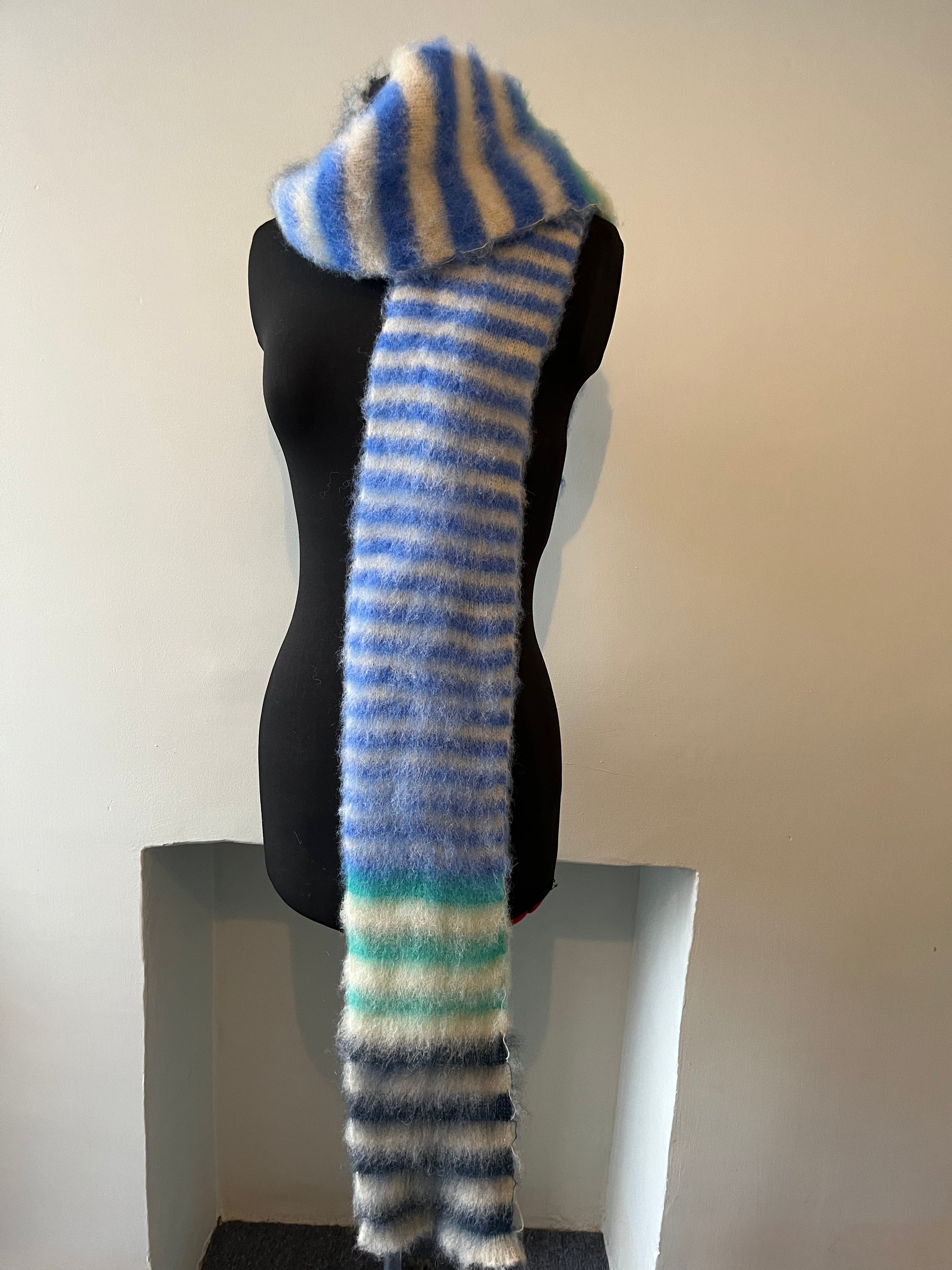 Brushed mohair stripe scarf