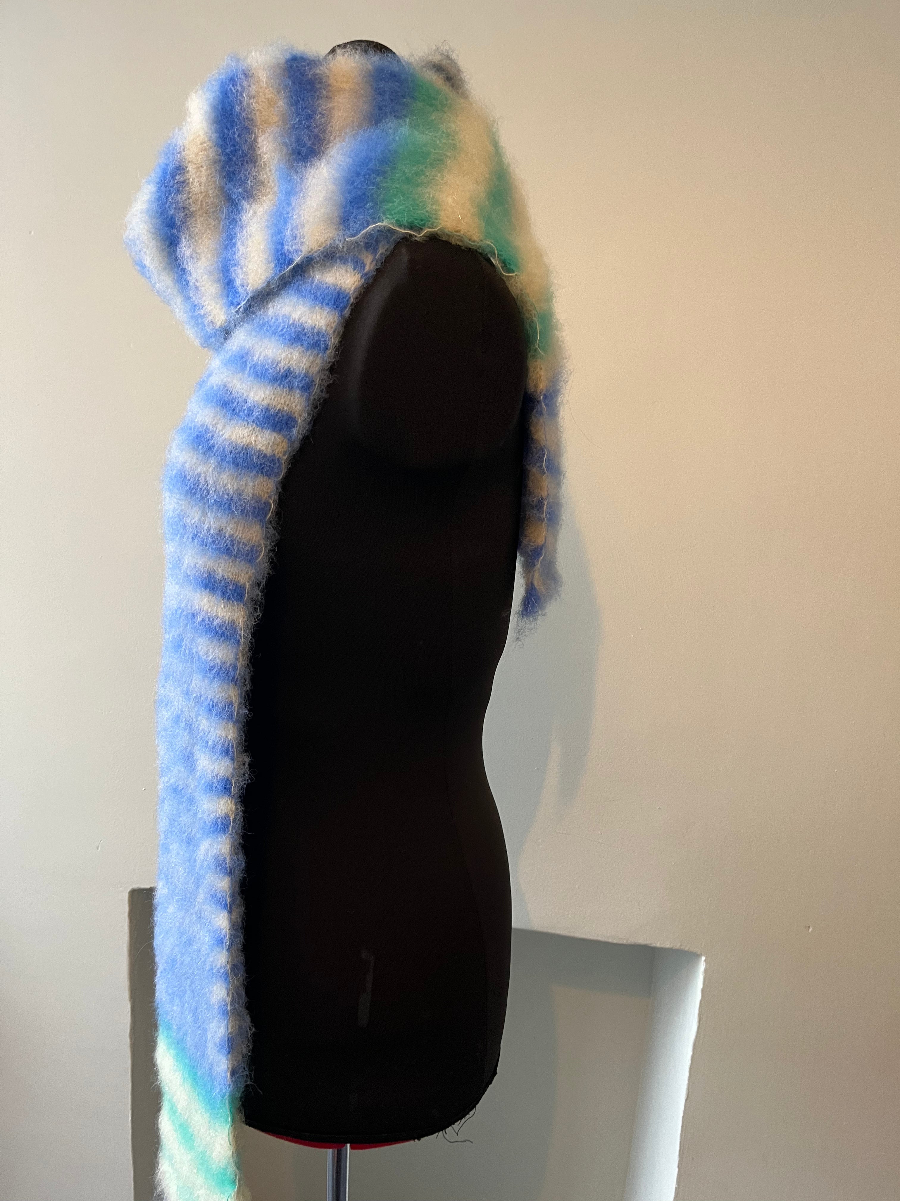 Brushed mohair stripe scarf