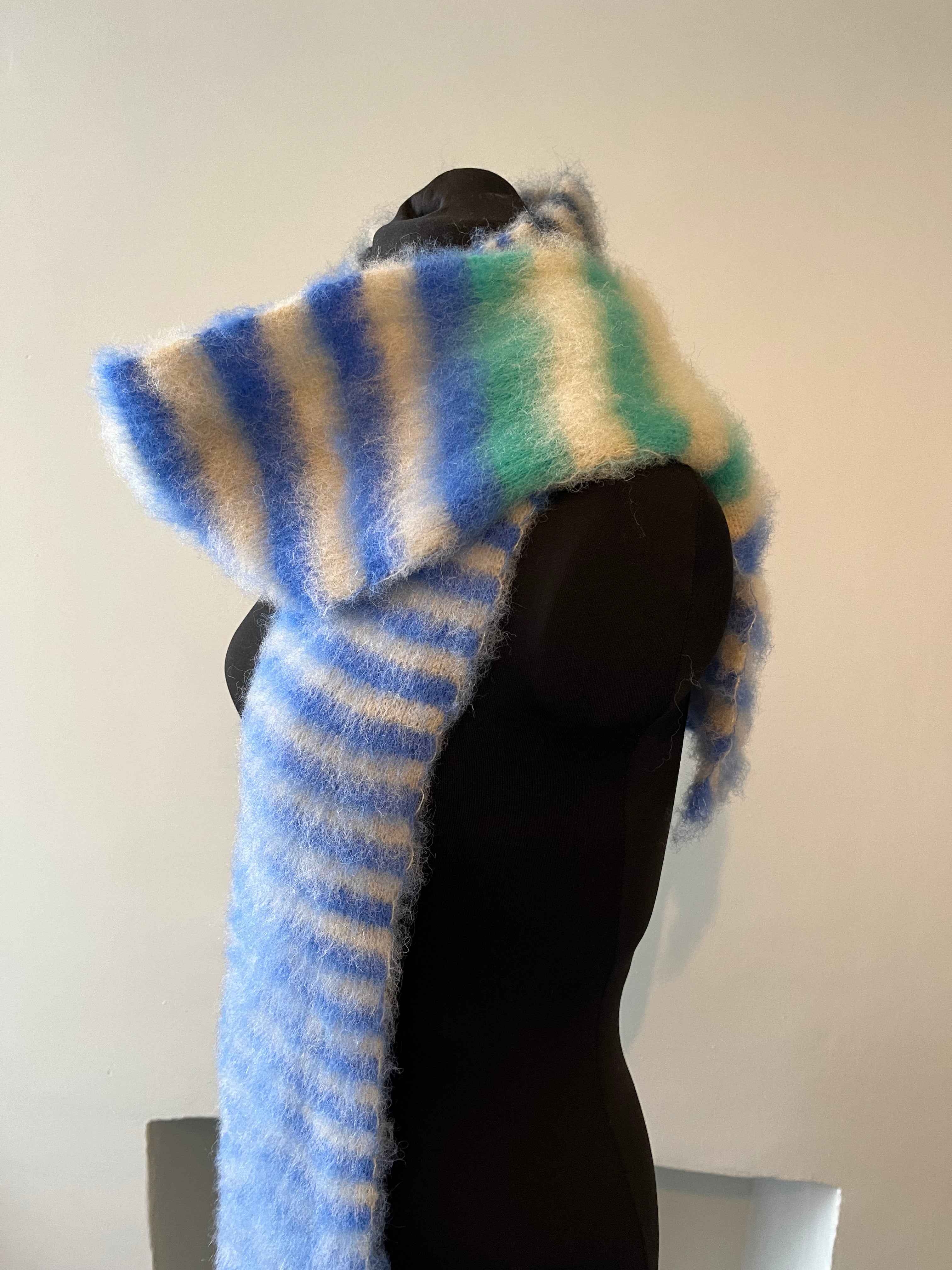 Brushed mohair stripe scarf