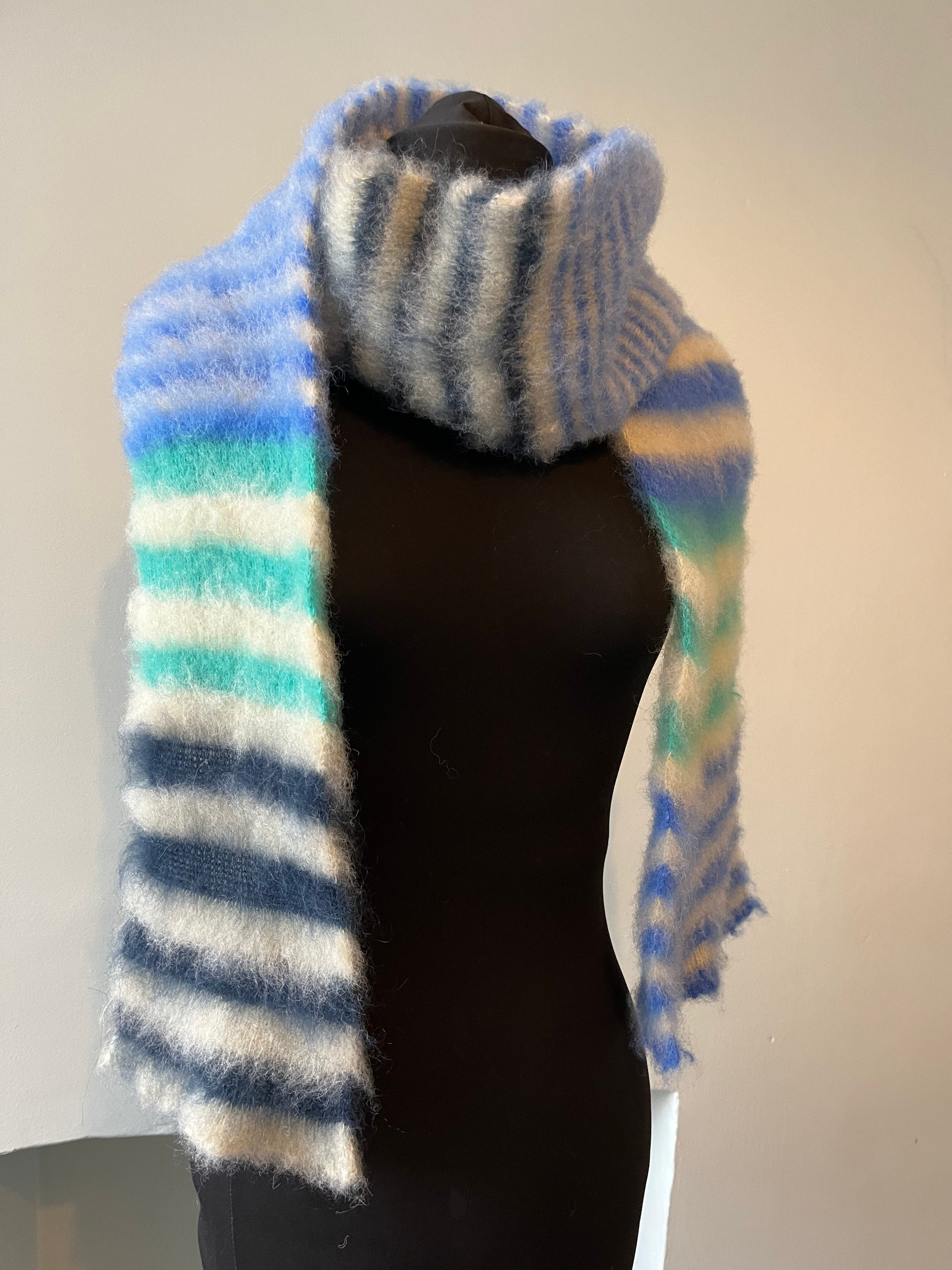 Brushed mohair stripe scarf