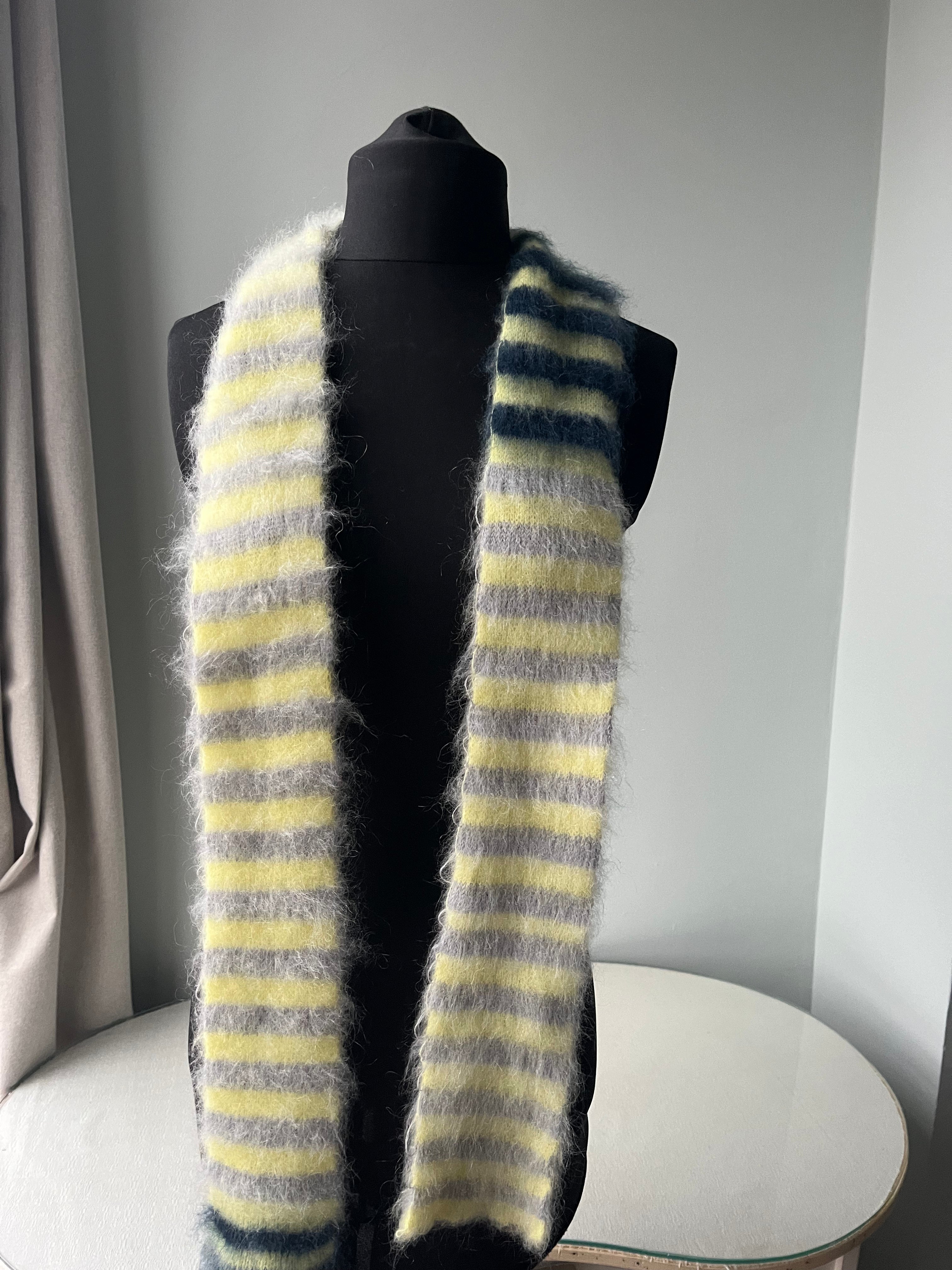 Skinny rib mohair scarf