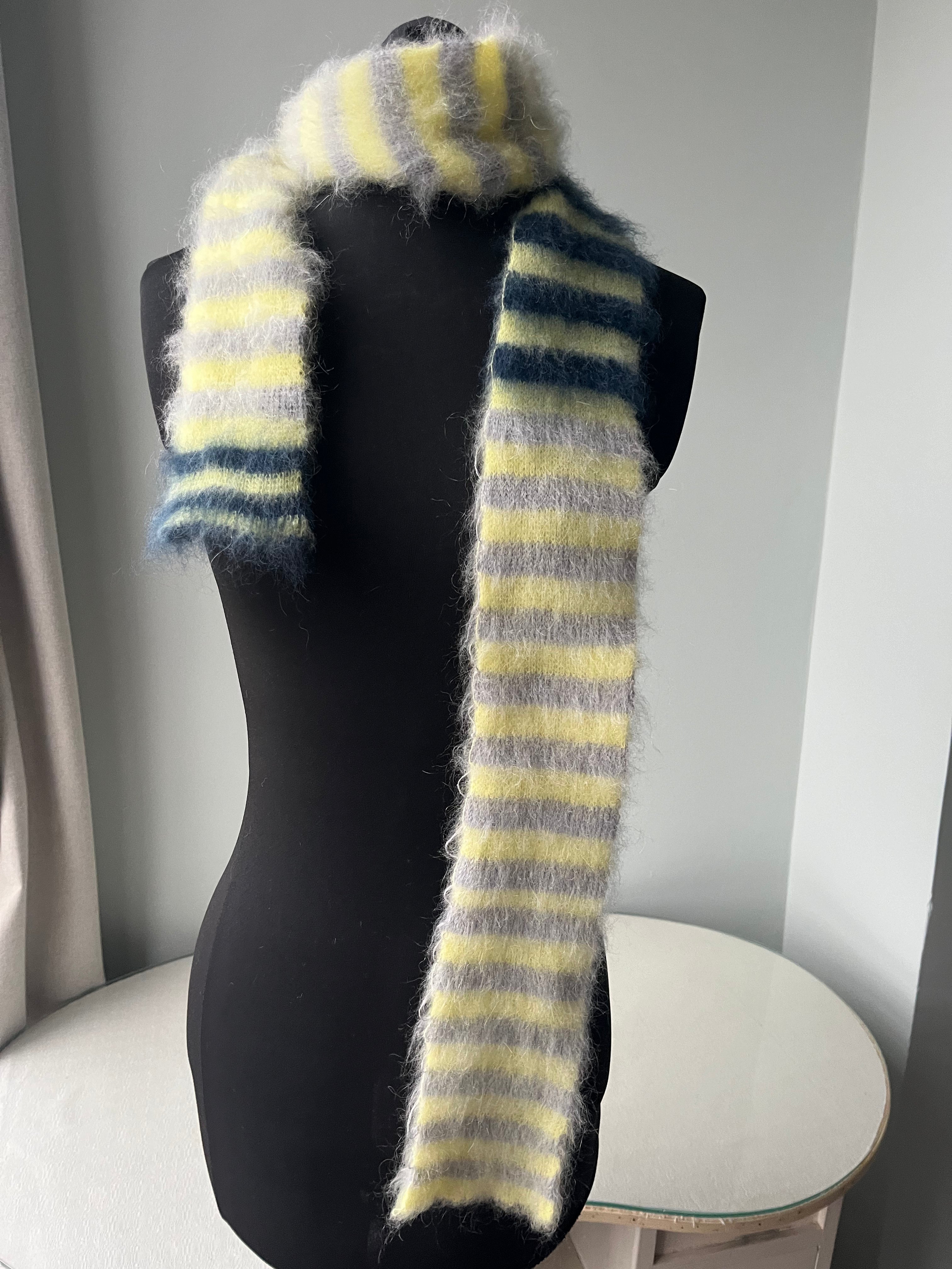 Skinny rib mohair scarf