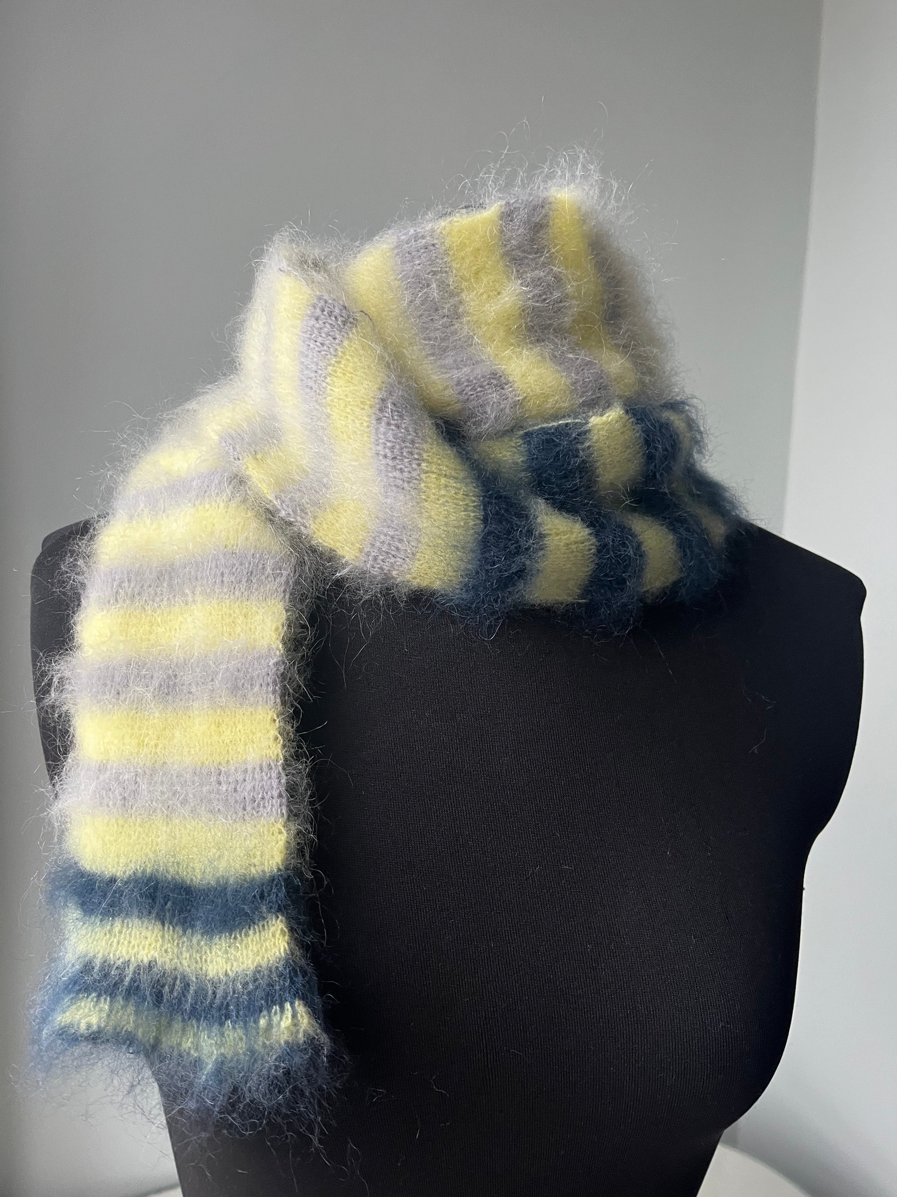 Skinny rib mohair scarf