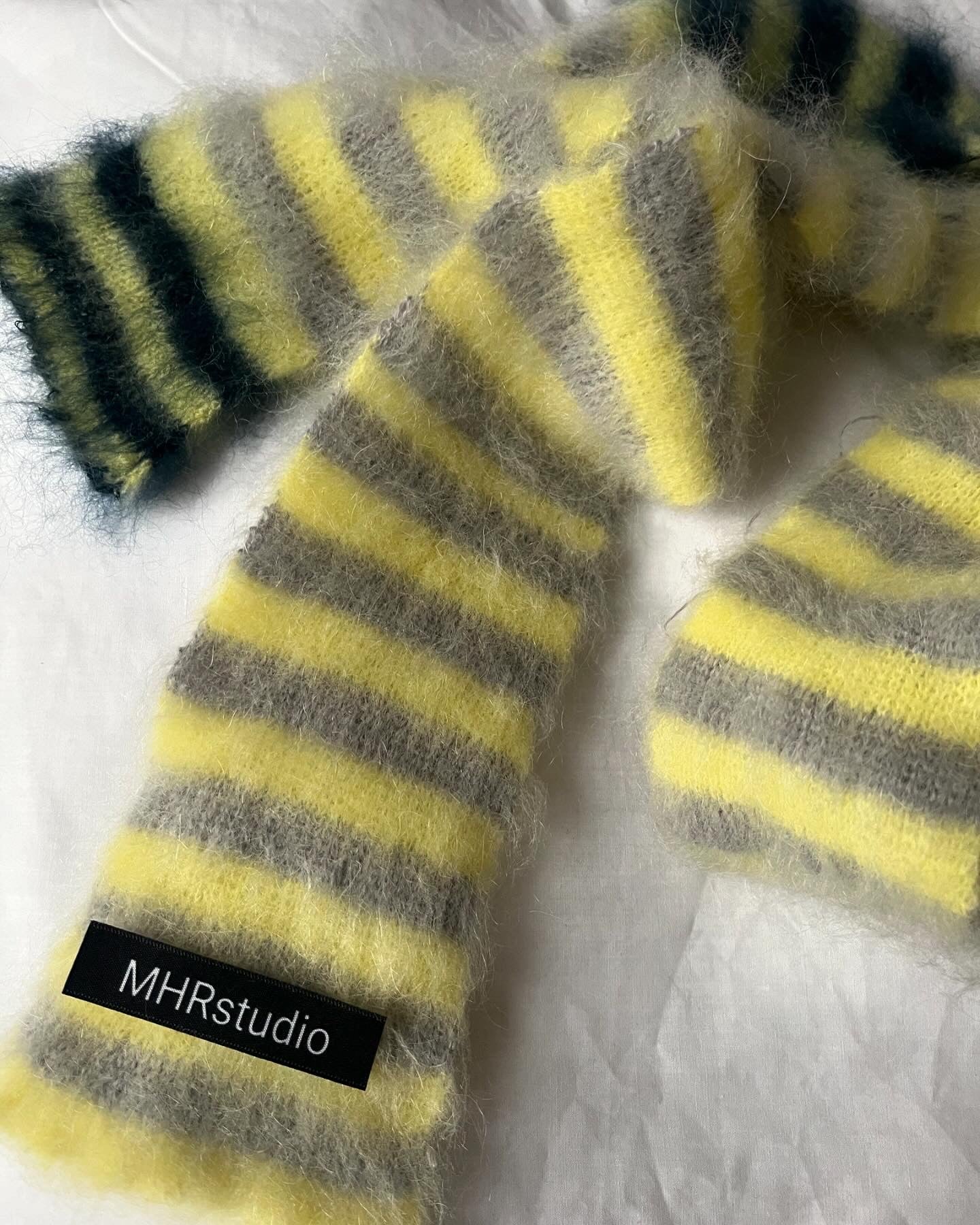 Skinny rib mohair scarf