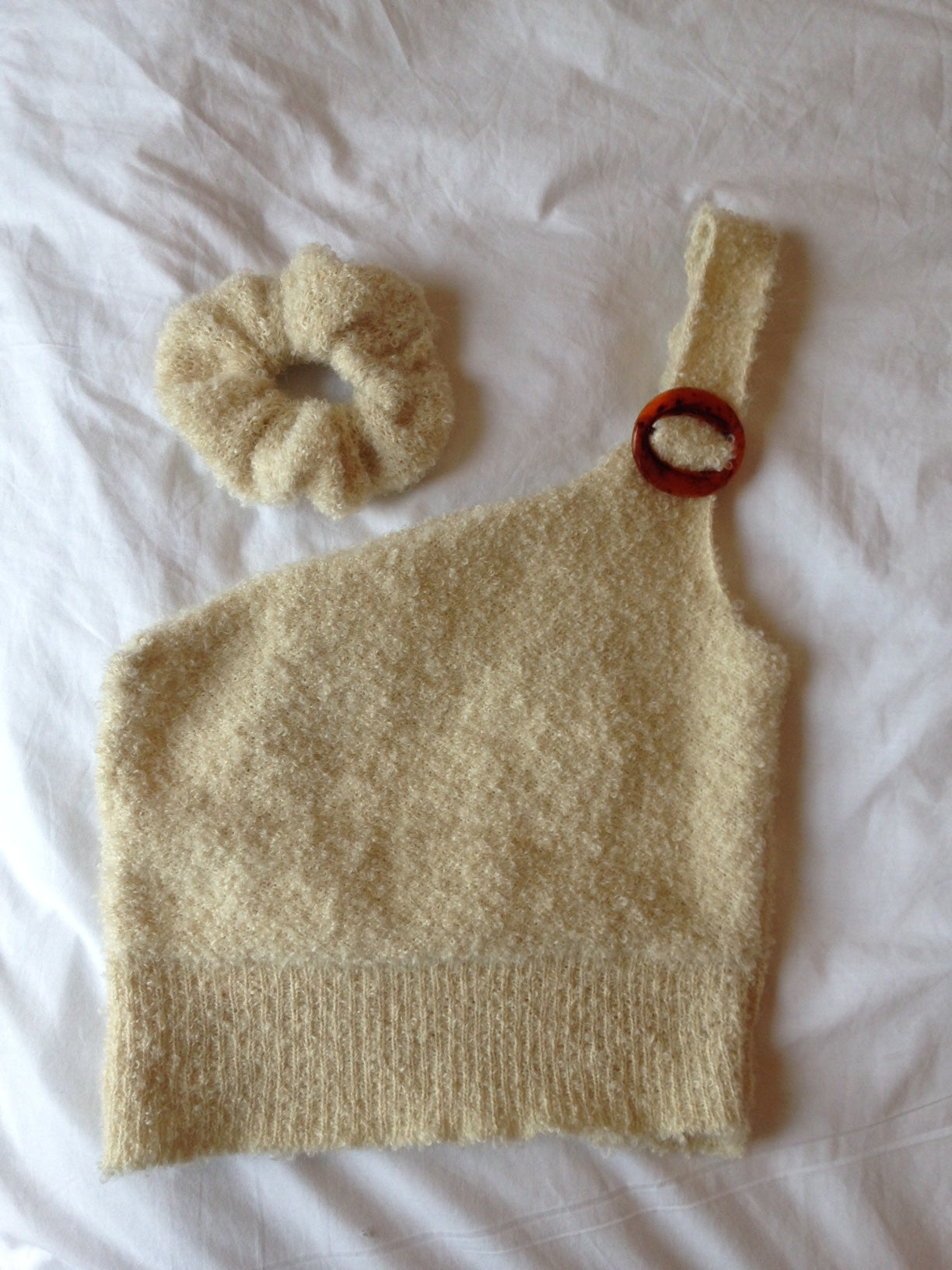 Bouclé Asymmetric Top with matching scrunchie