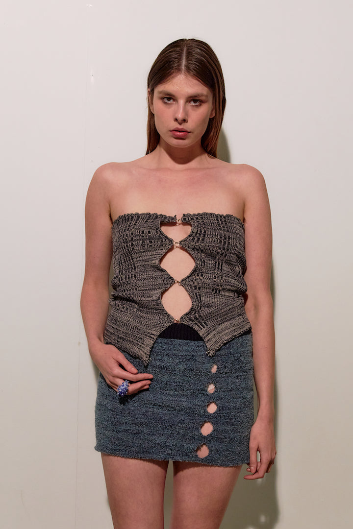 Ribbed Hook & Eye Skirt / Top