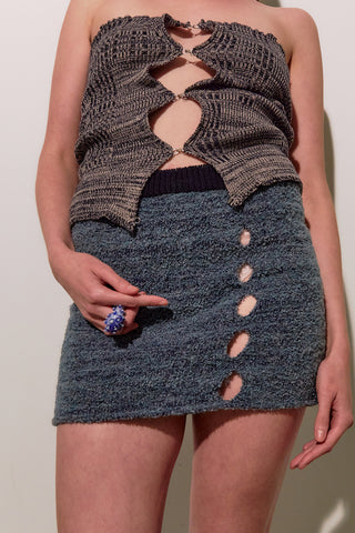 Blue Holes Mini Skirt