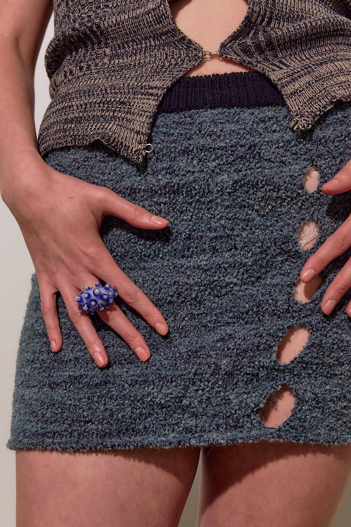Blue Holes Mini Skirt