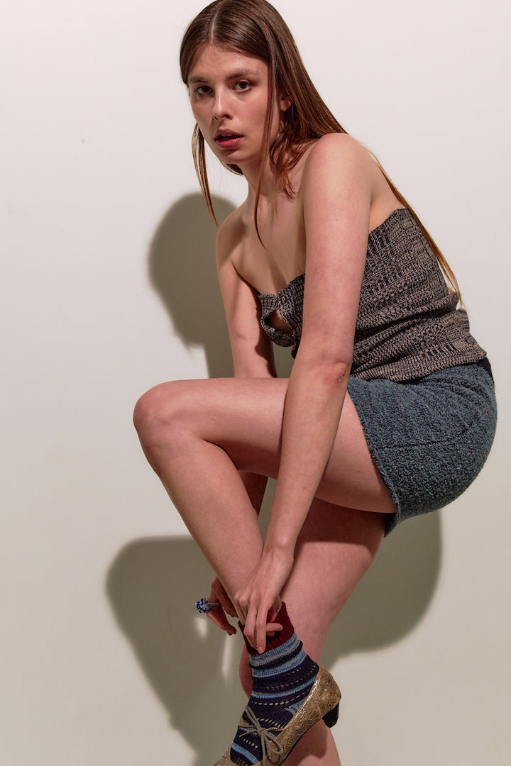 Blue Holes Mini Skirt
