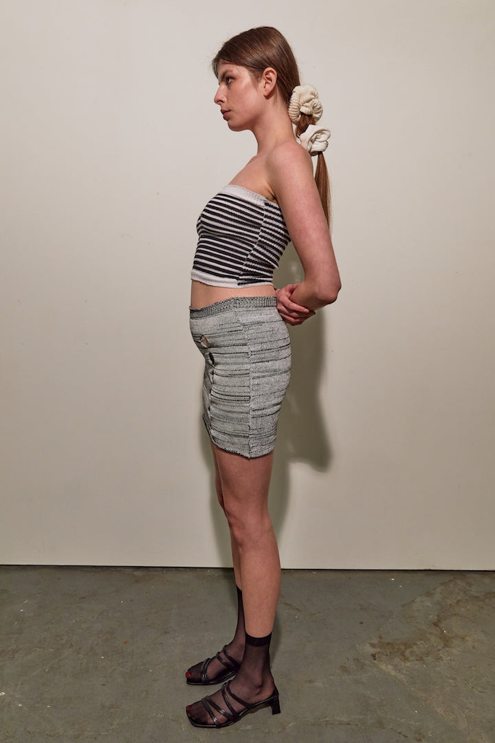 Monochrome Holes Mini Skirt