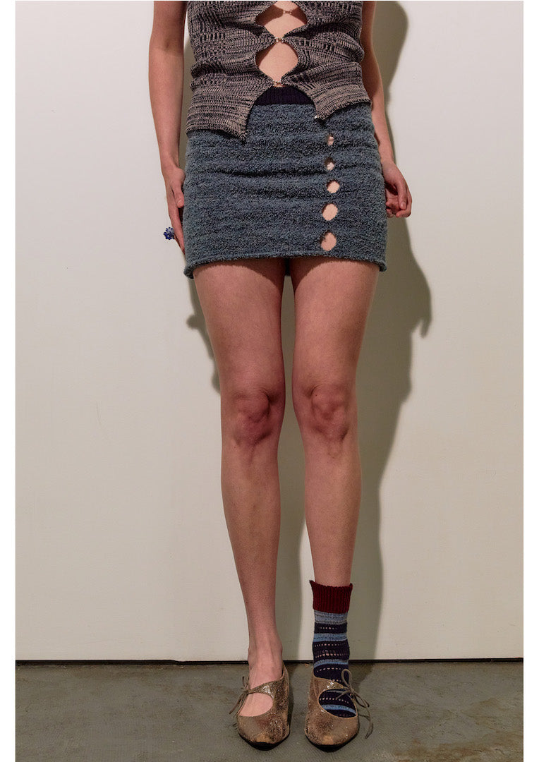 Blue Holes Mini Skirt