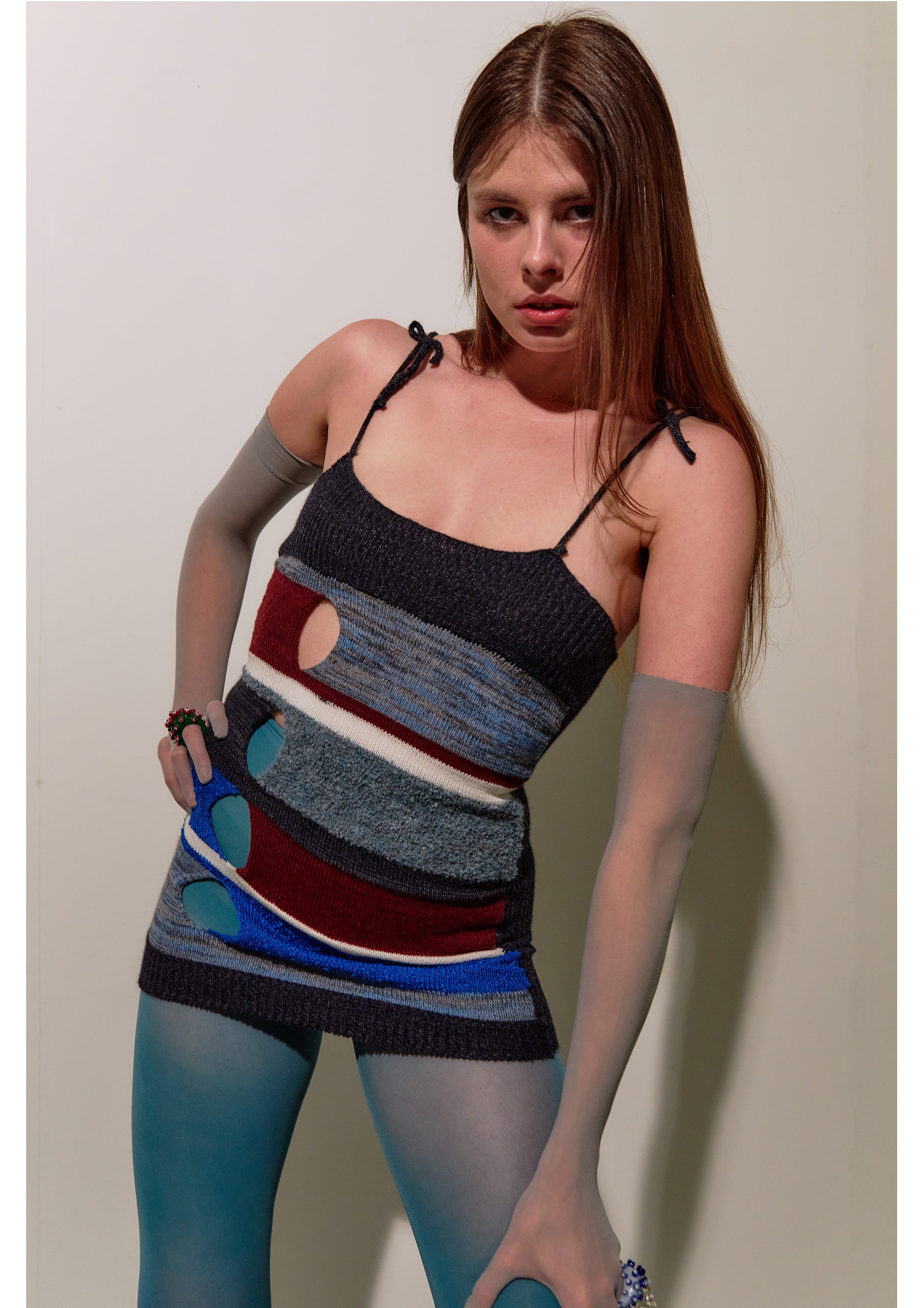 Blue Holes Mini Skirt/ Dress