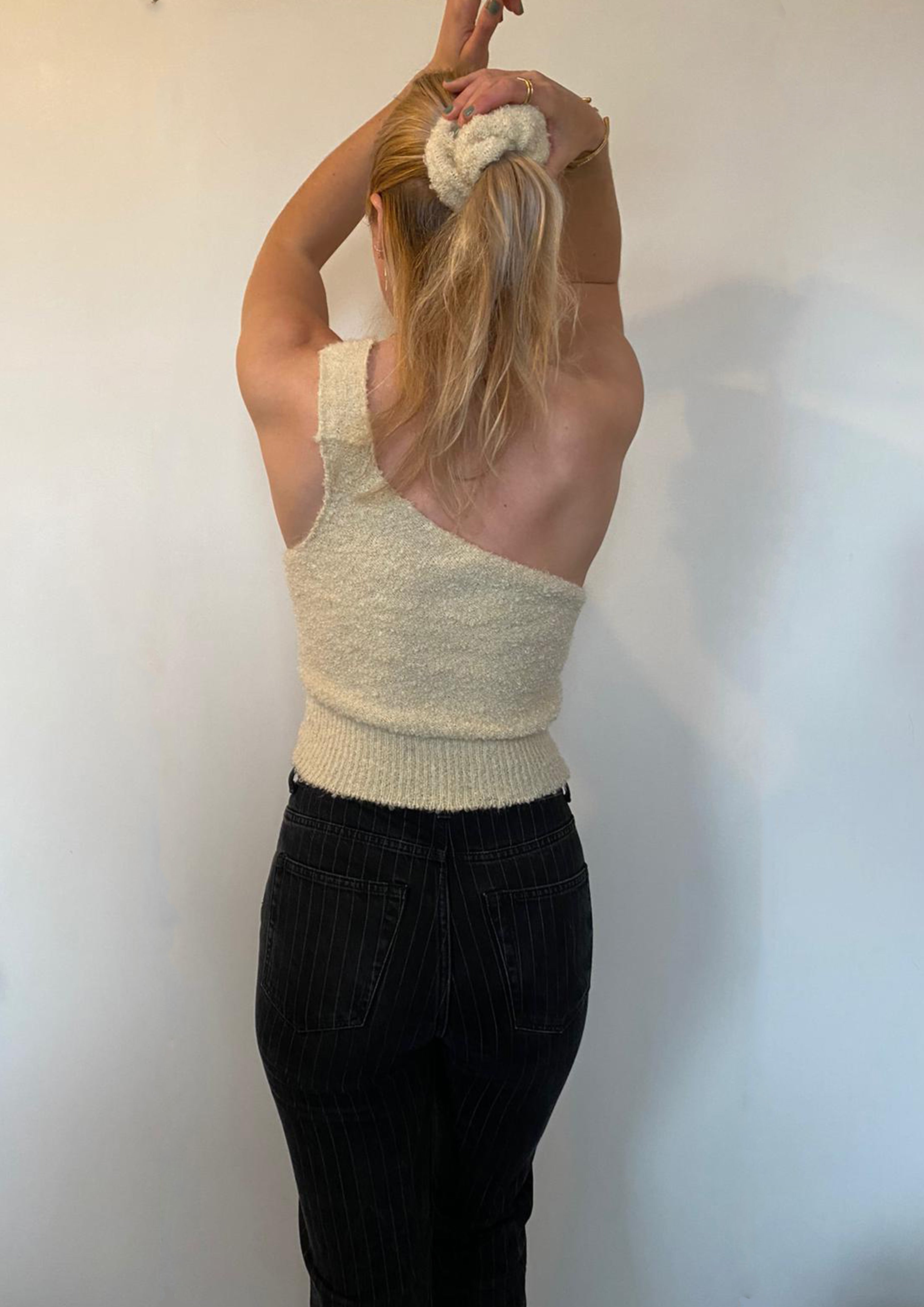 Bouclé Asymmetric Top with matching scrunchie