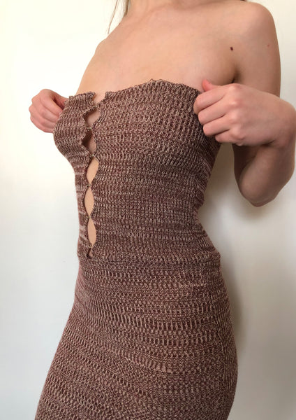 Ribbed Hook & Eye Midi Dress