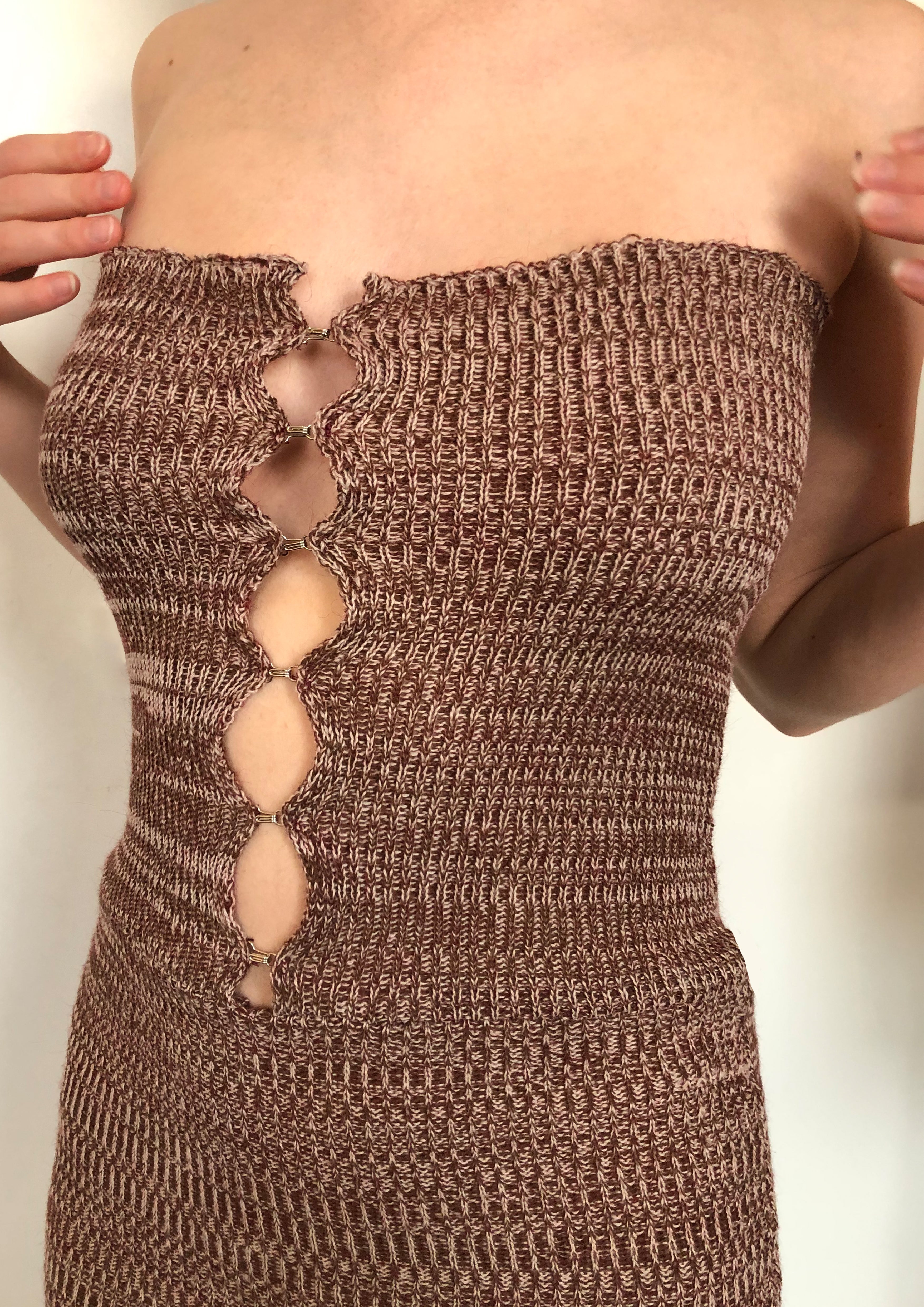 Ribbed Hook & Eye Midi Dress