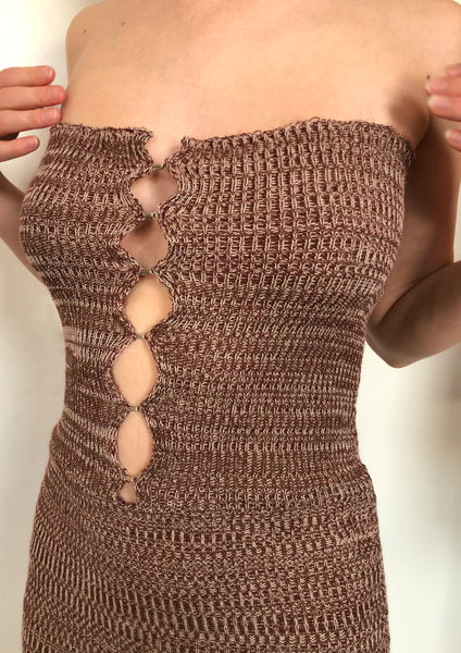 Ribbed Hook & Eye Midi Dress