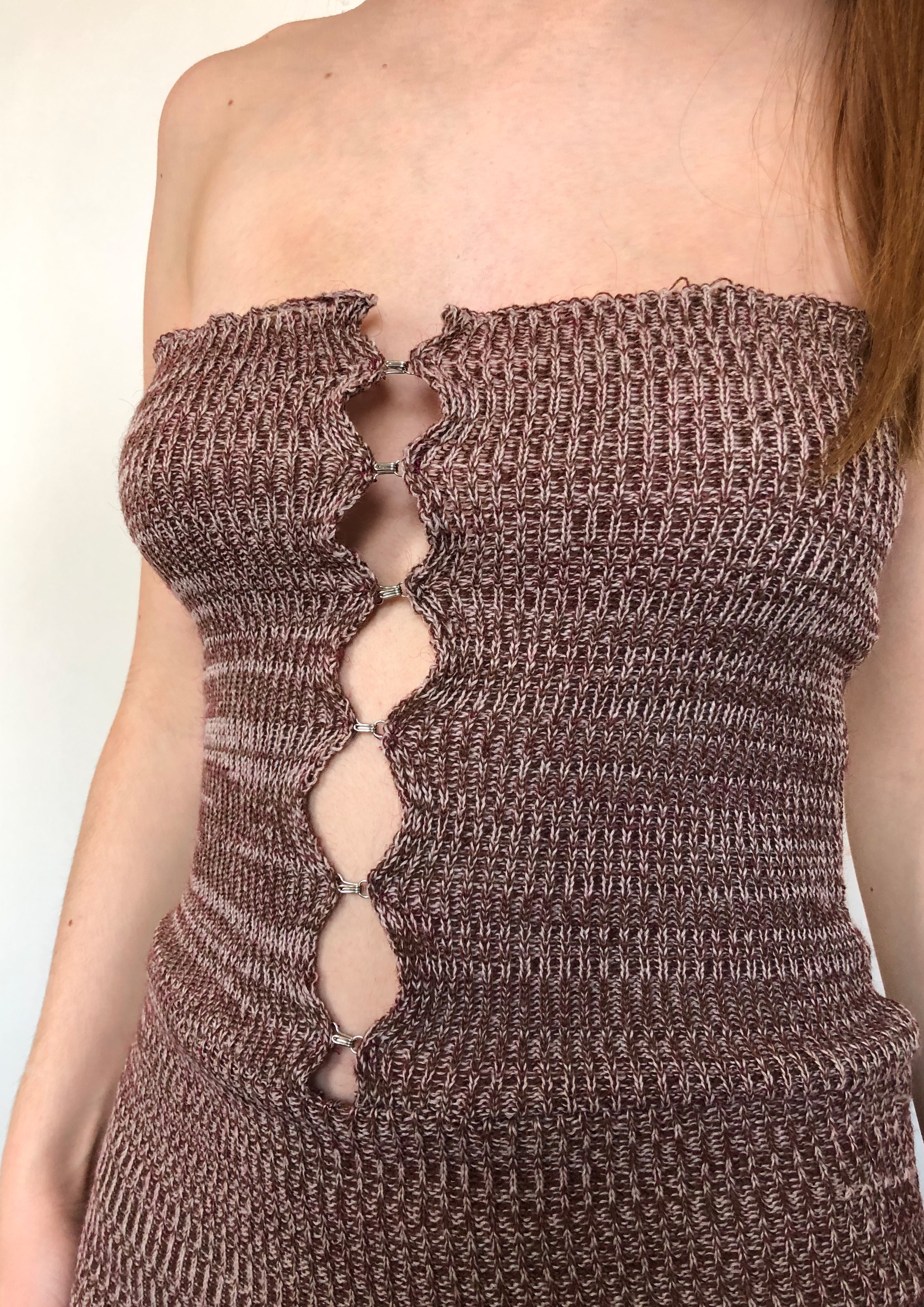 Ribbed Hook & Eye Midi Dress
