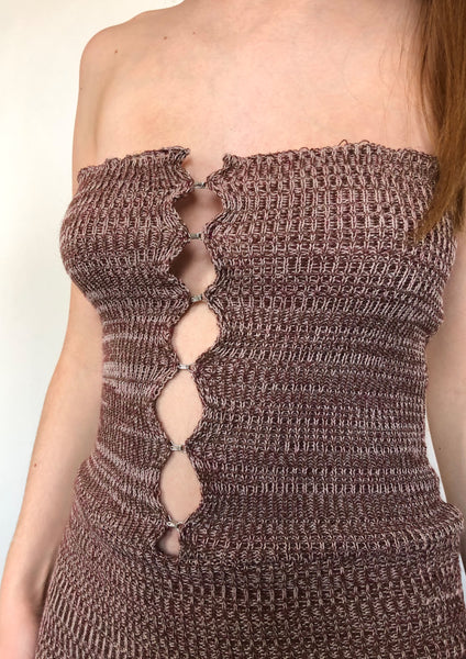 Ribbed Hook & Eye Midi Dress