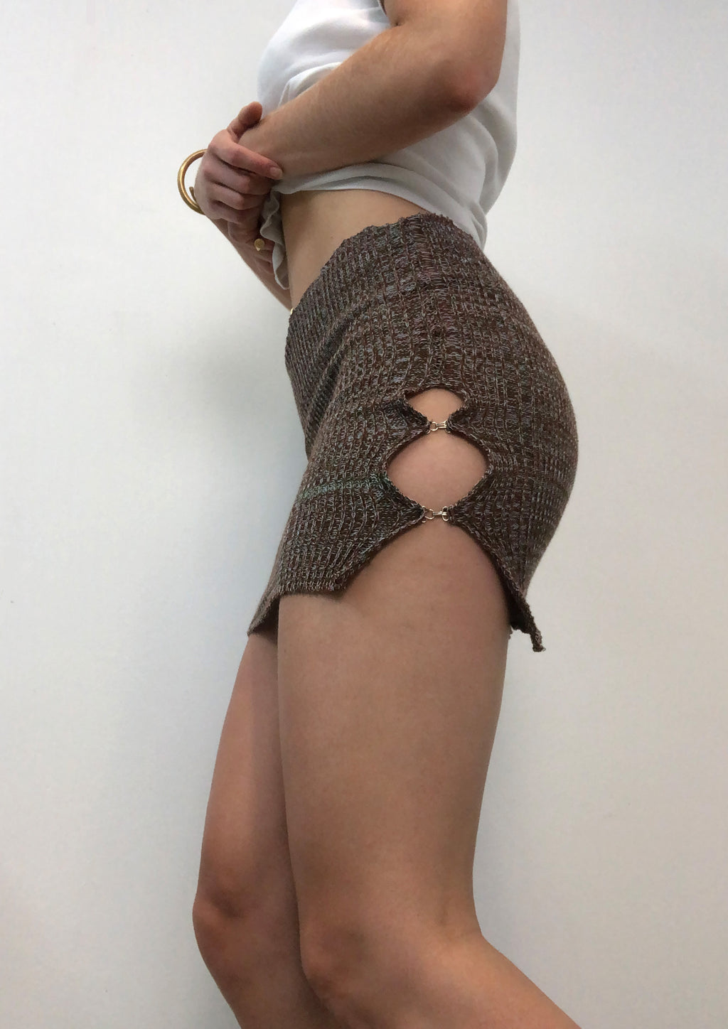 Hook & Eye Ribbed Mini Skirt