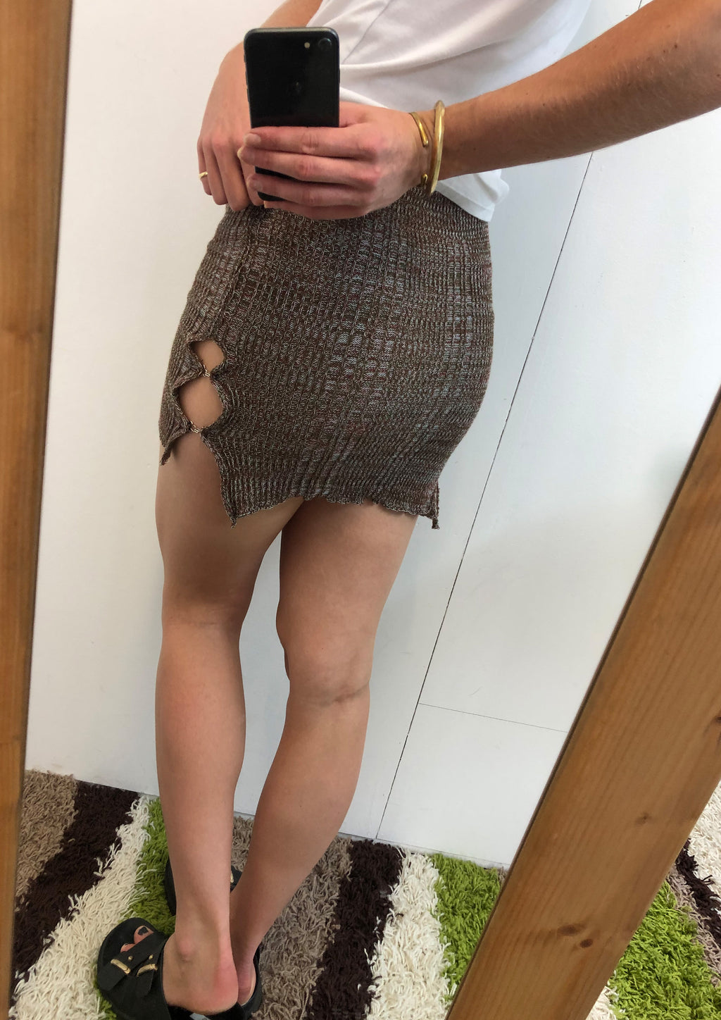 Hook & Eye Ribbed Mini Skirt