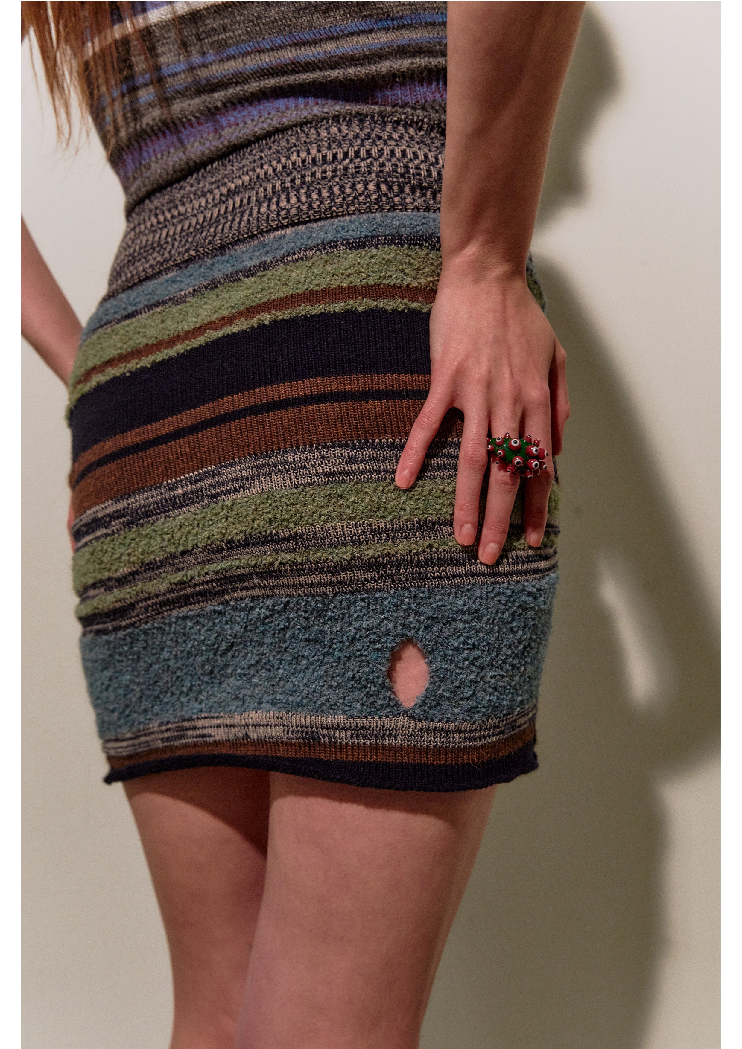 Blue & Green Holes Mini Skirt
