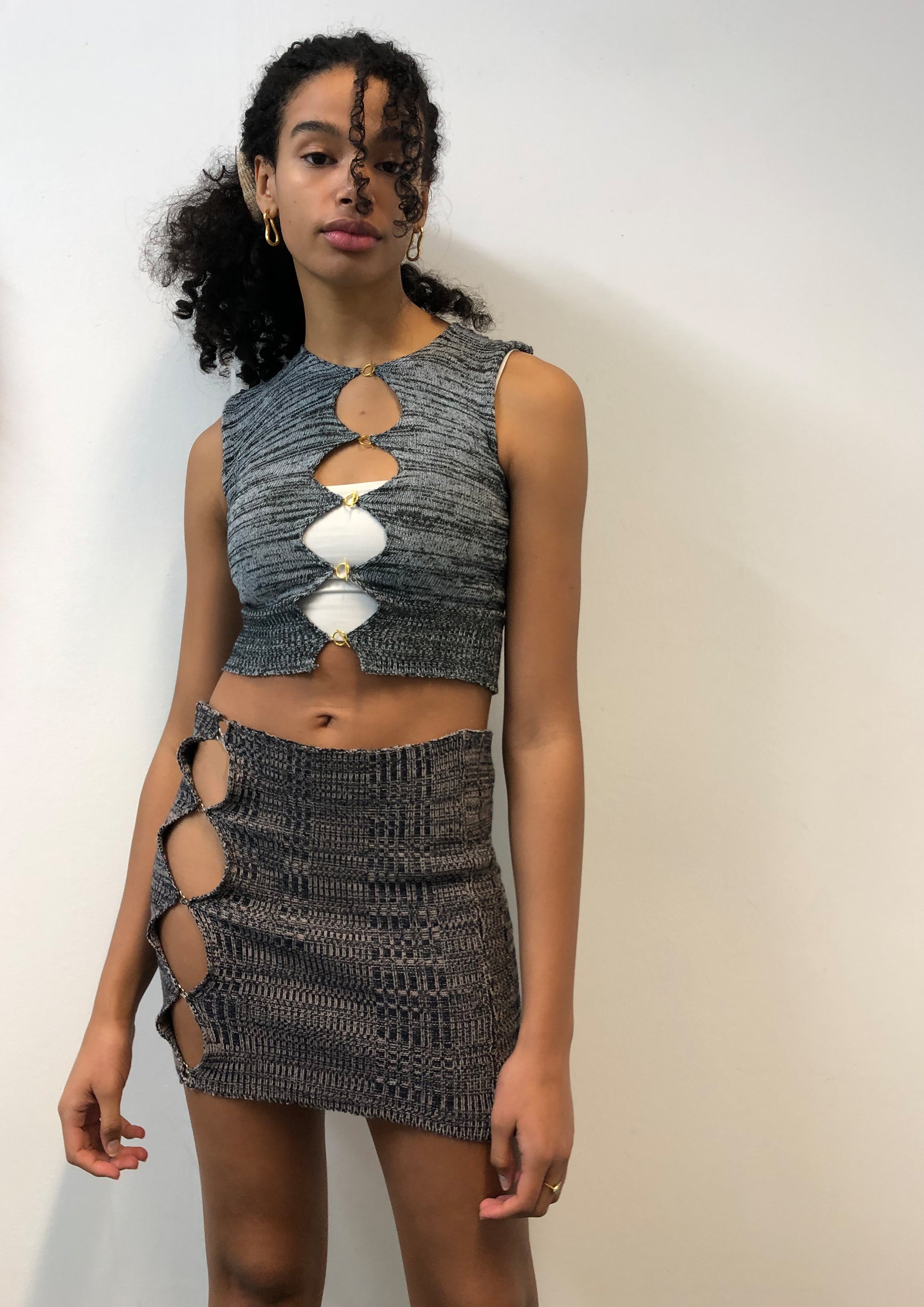 Ribbed Hook & Eye Skirt / Top