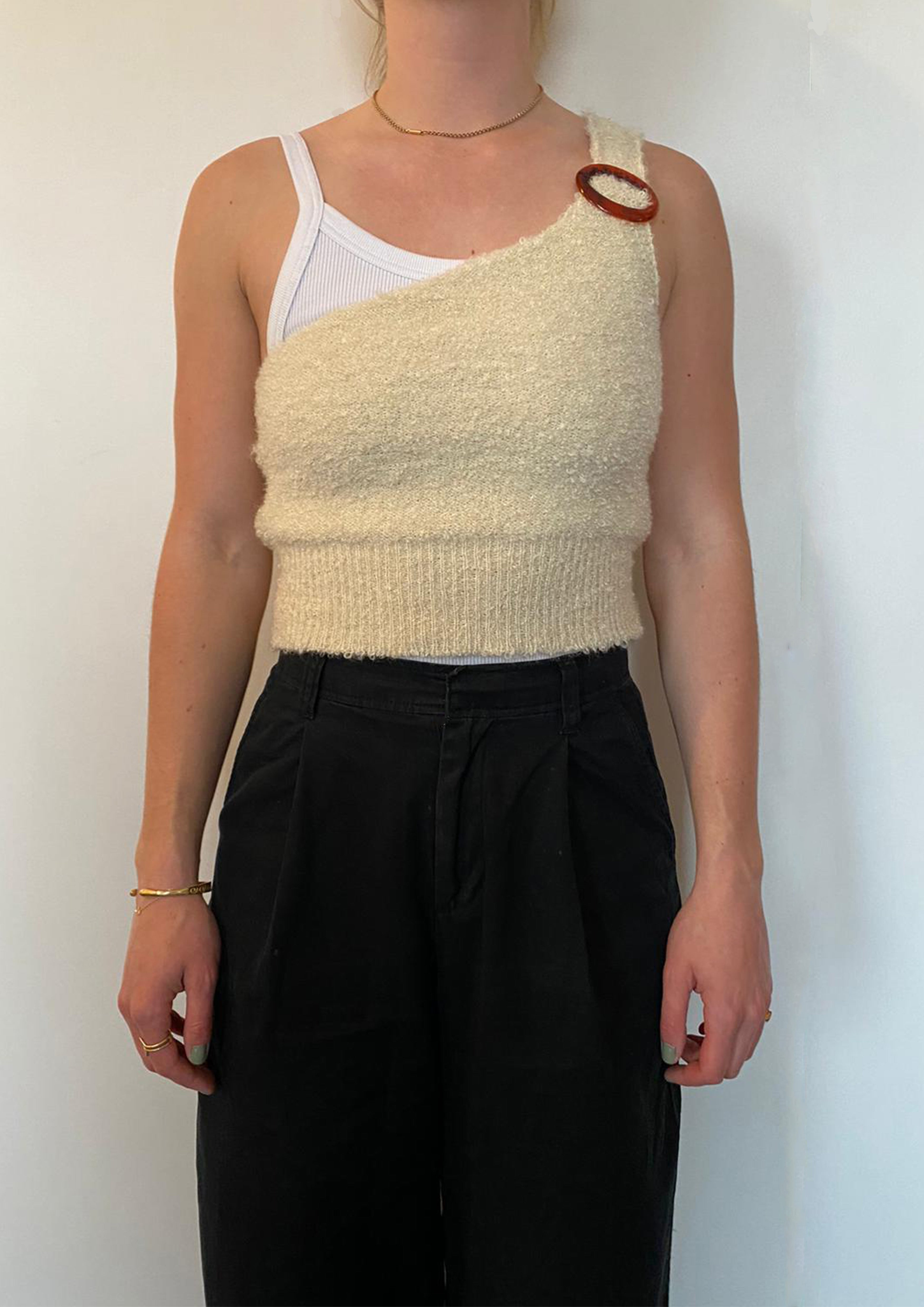 Bouclé Asymmetric Top with matching scrunchie