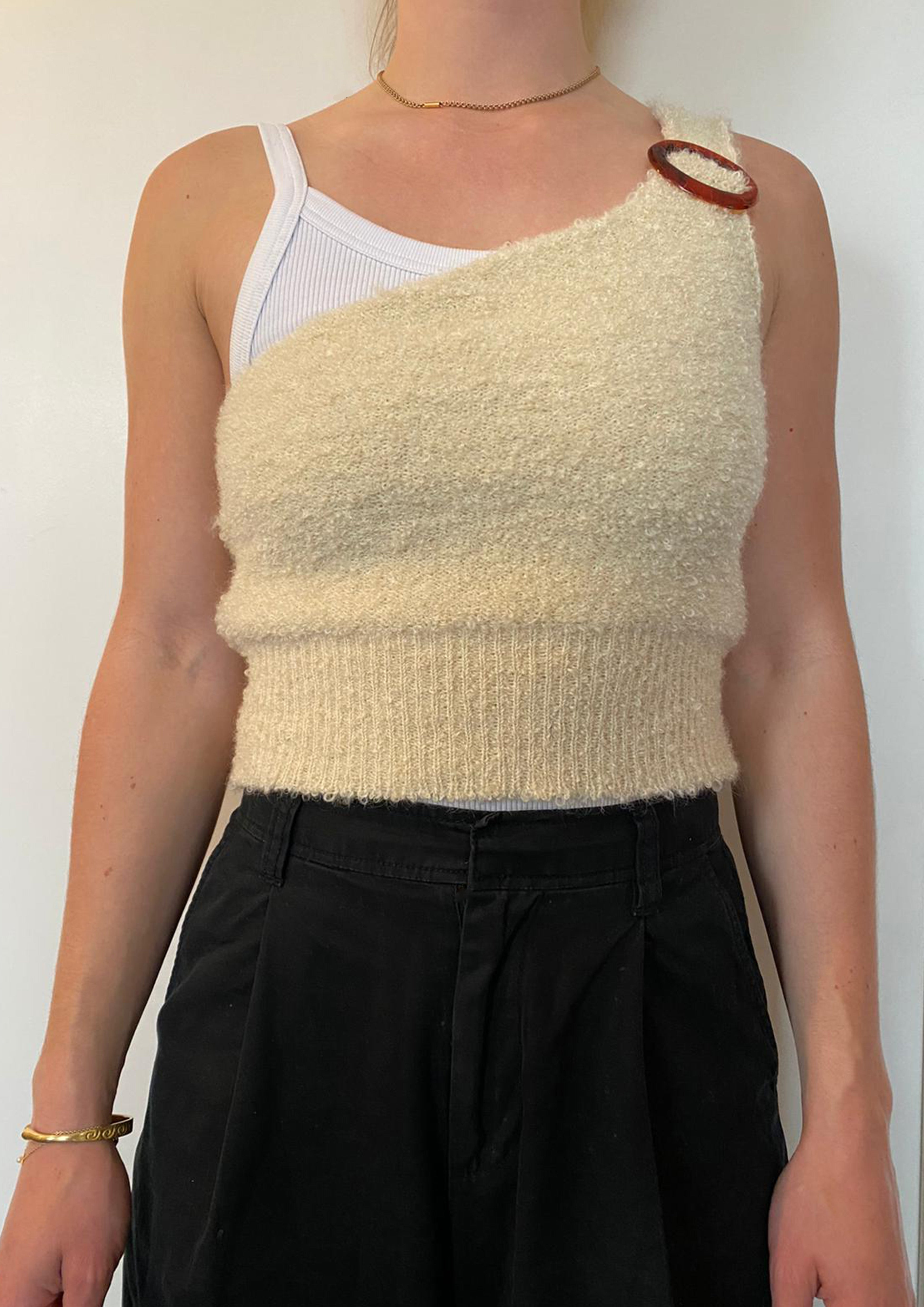 Bouclé Asymmetric Top with matching scrunchie