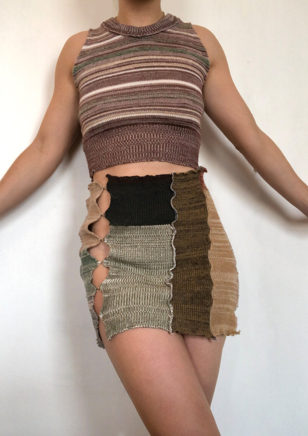 Hook & Eye Patchwork Mini Skirt