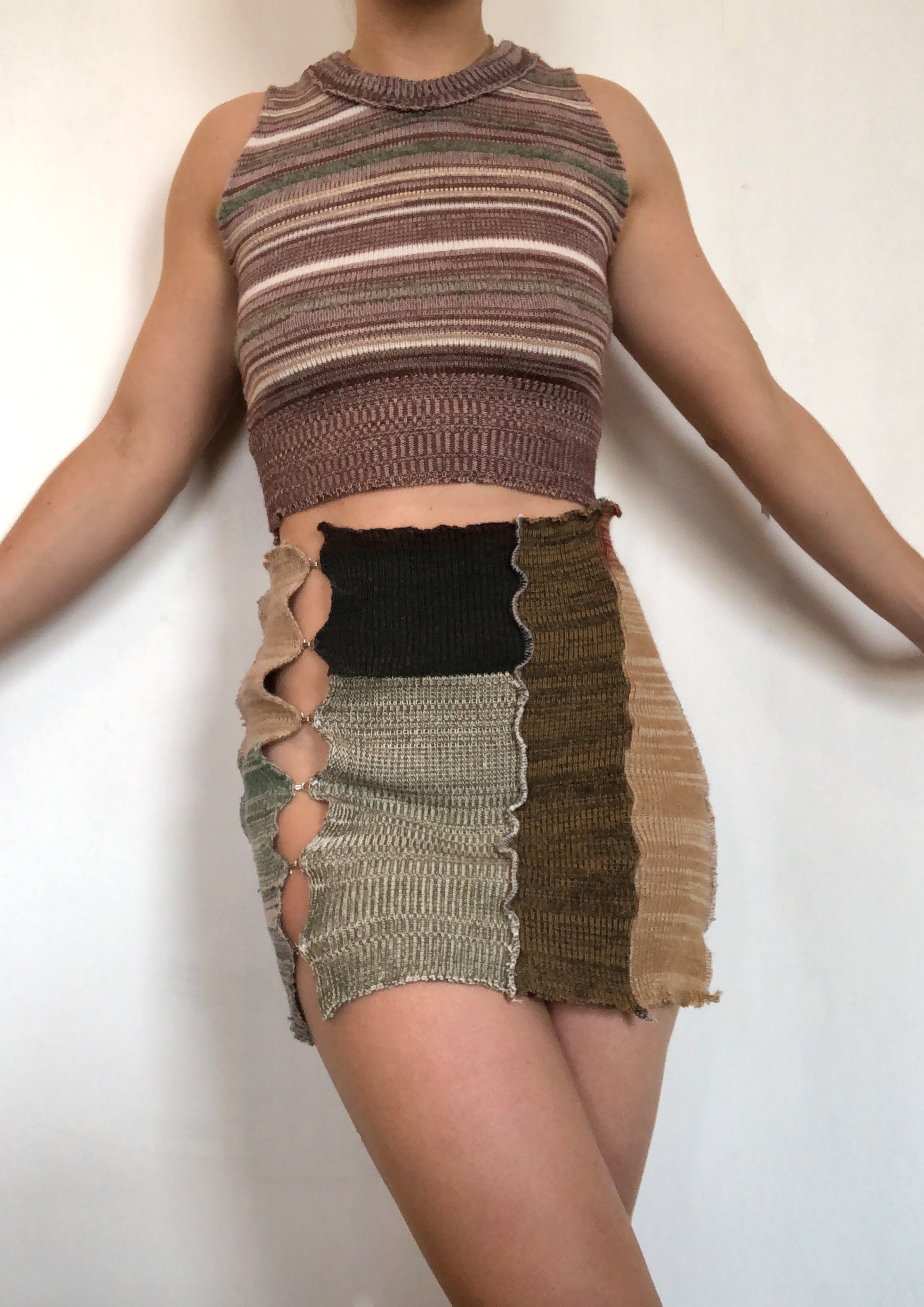 Hook & Eye Patchwork Mini Skirt
