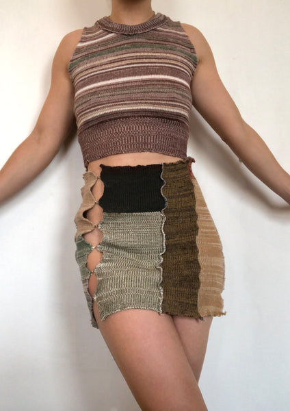 Hook & Eye Patchwork Mini Skirt