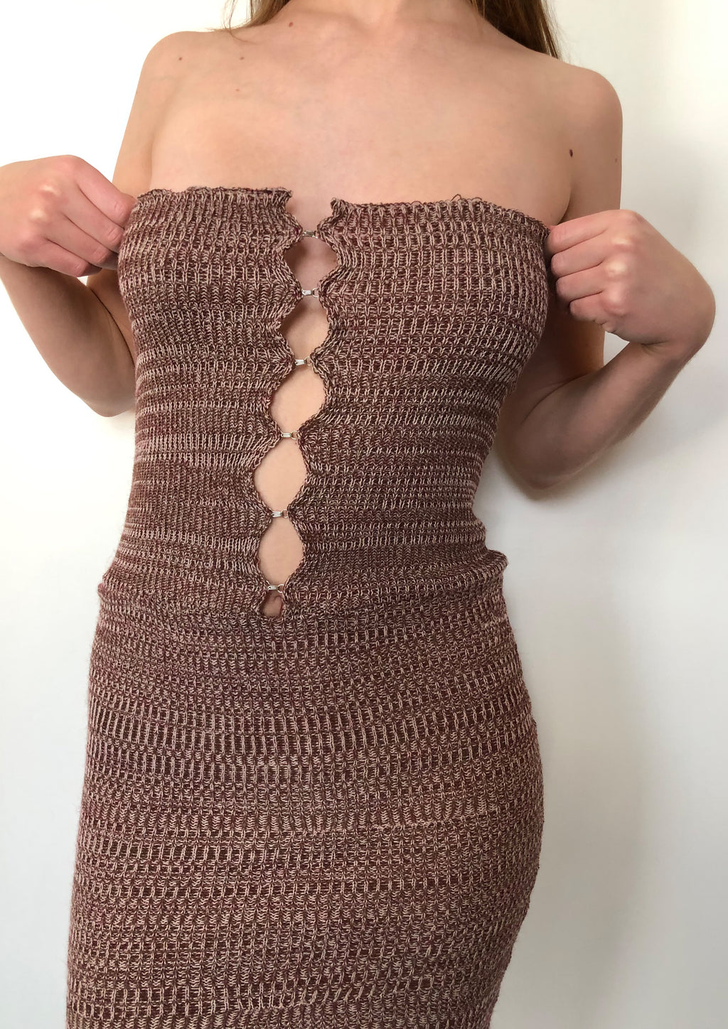 Ribbed Hook & Eye Midi Dress