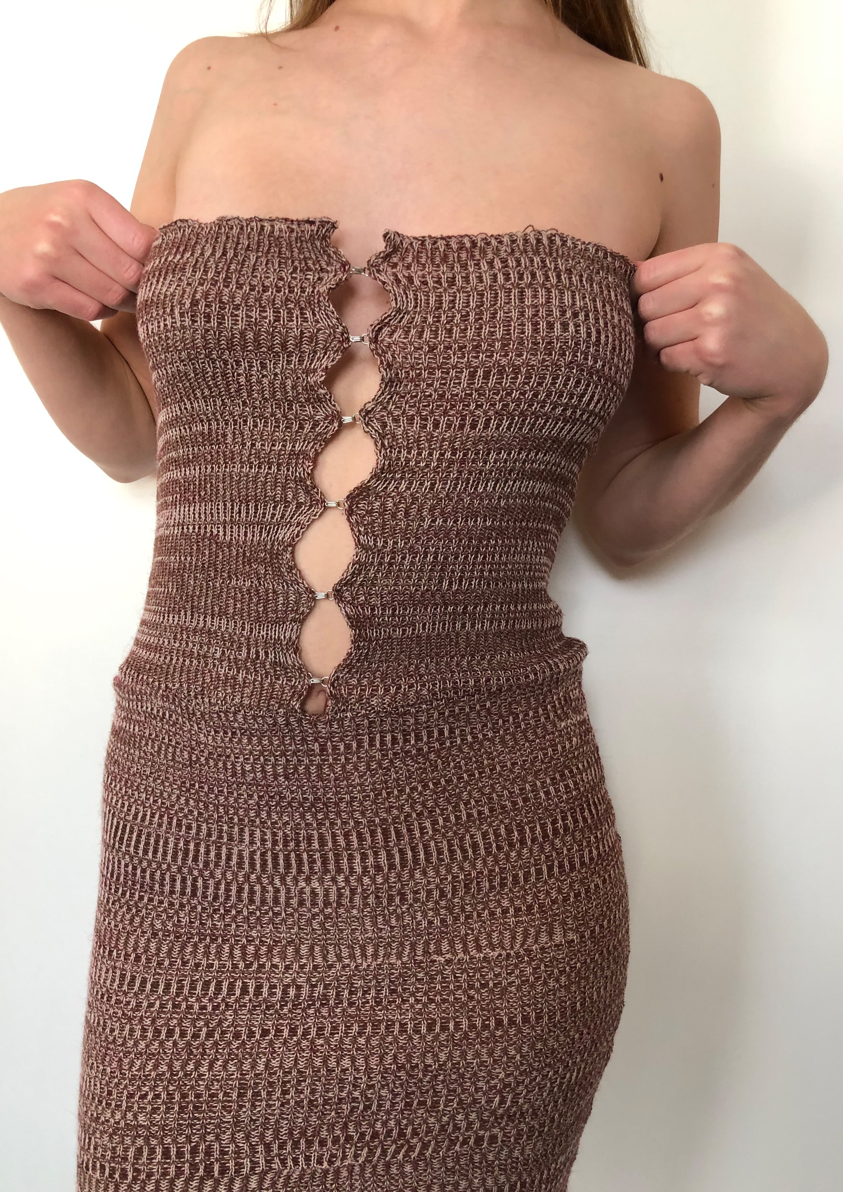 Ribbed Hook & Eye Midi Dress