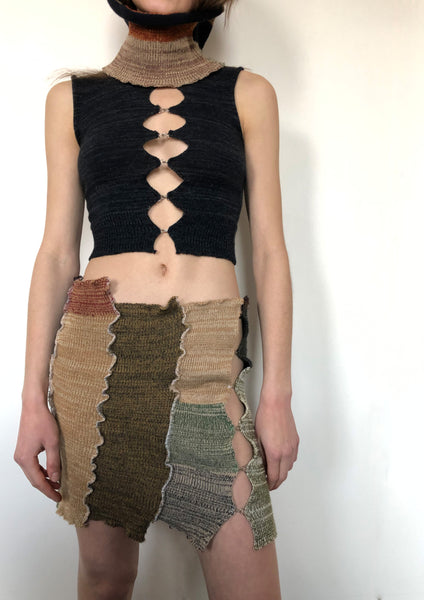 Hook & Eye Patchwork Mini Skirt